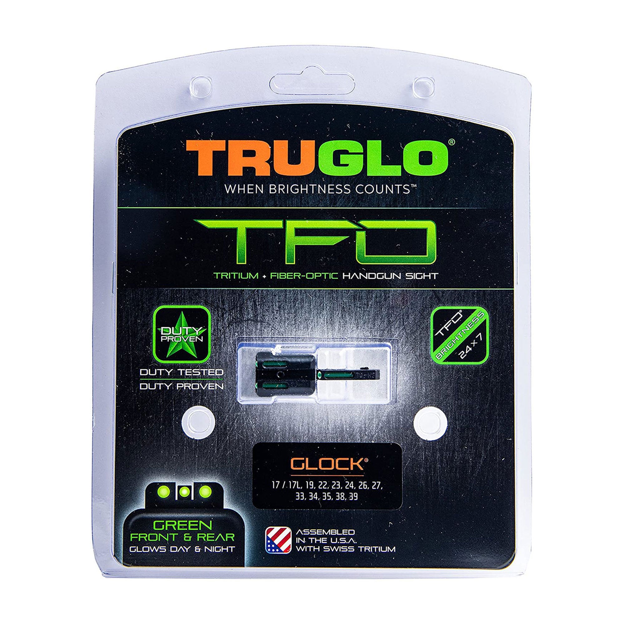 TruGlo TFO Tritium Fiber Optic Sight Accessories, Glock 17/17L & More (3 Pack)