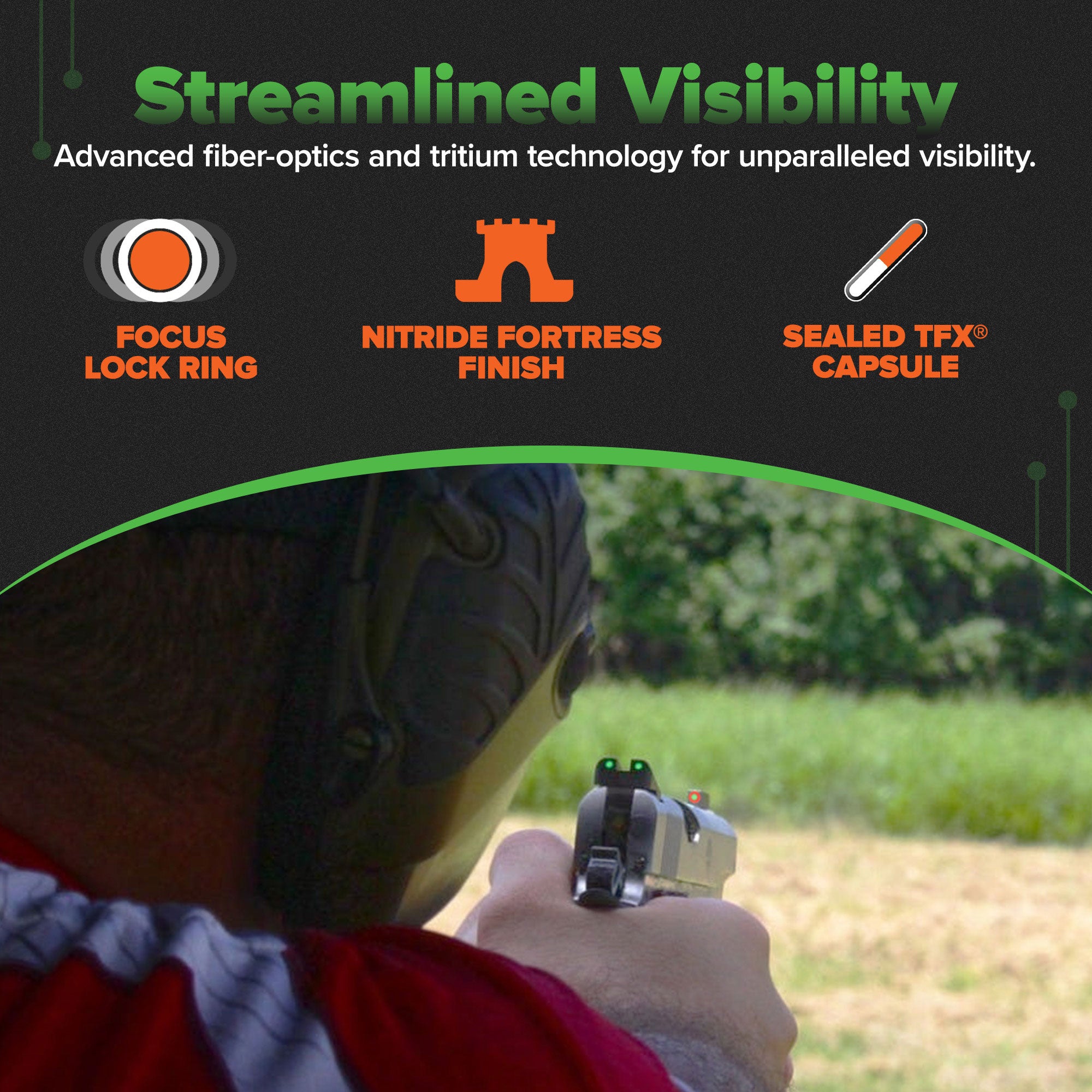 TruGlo TFK Pro Fiber Optic Tritium Handgun Glock Sight Accessories (3 Pack)