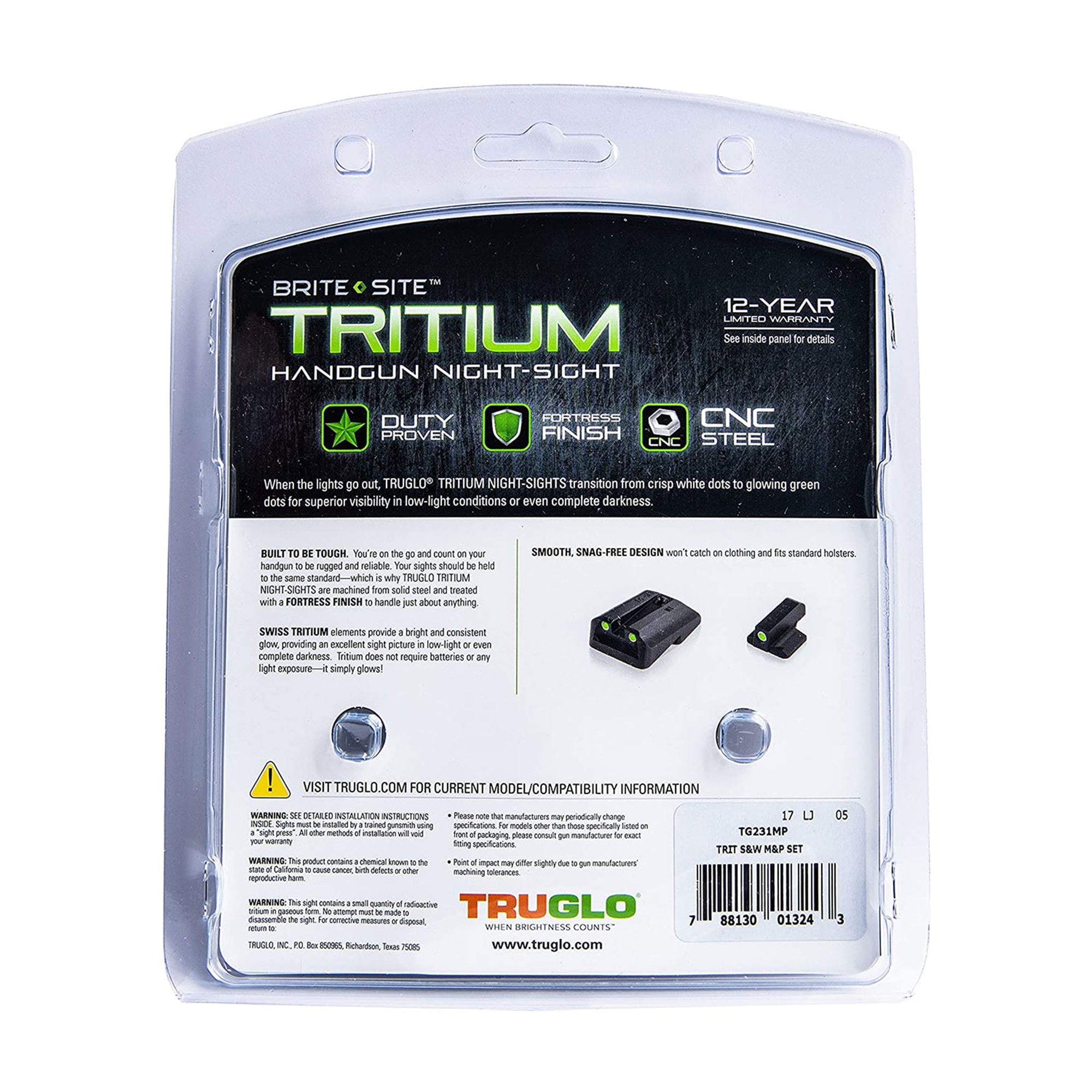 TruGlo Tritium Tactical Gun Sight for Smith & Wesson M&P Series Pistols (3 Pack)