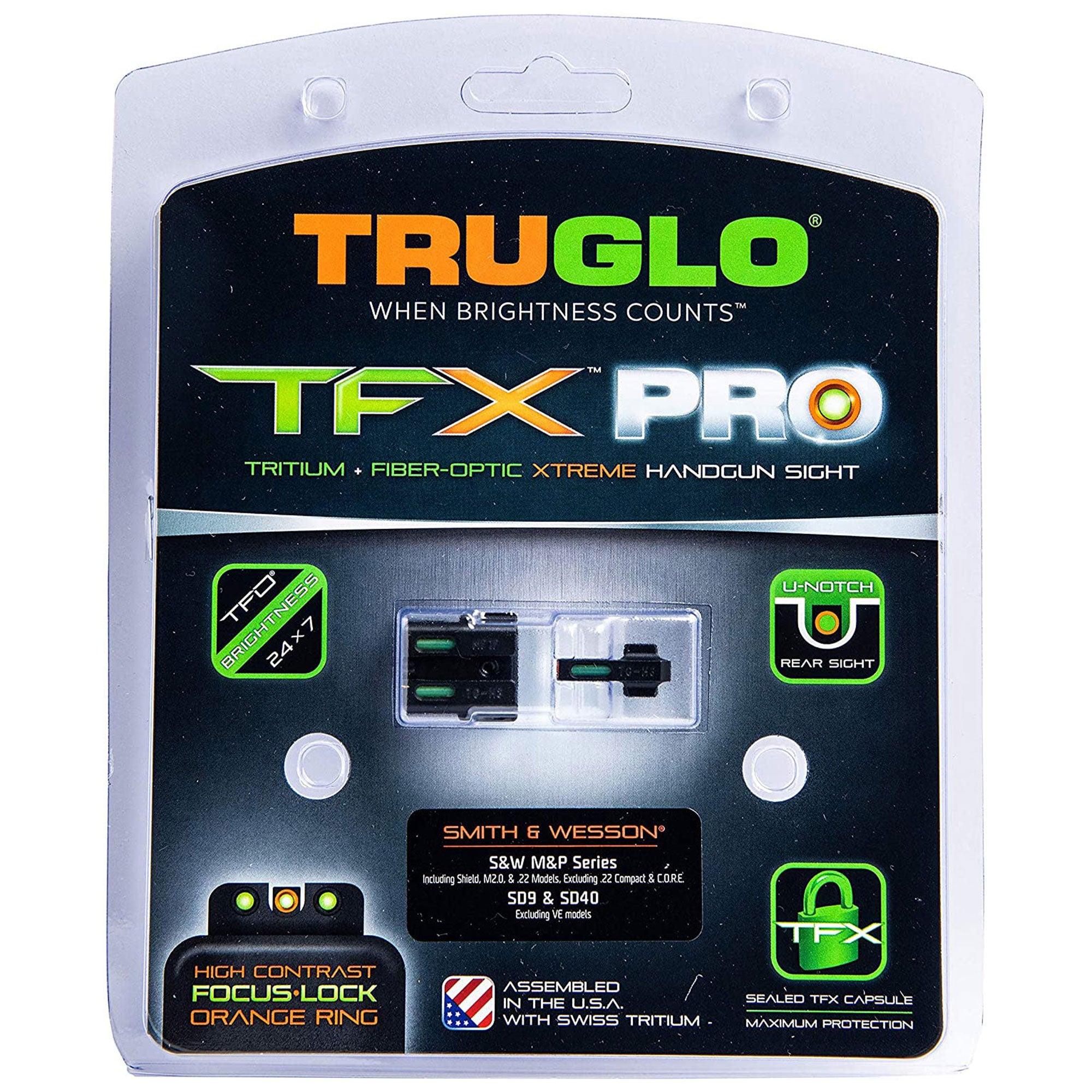 TruGlo Pro TFK Fiber Optic Tritium Sight for Smith & Wesson M&P Models (3 Pack)