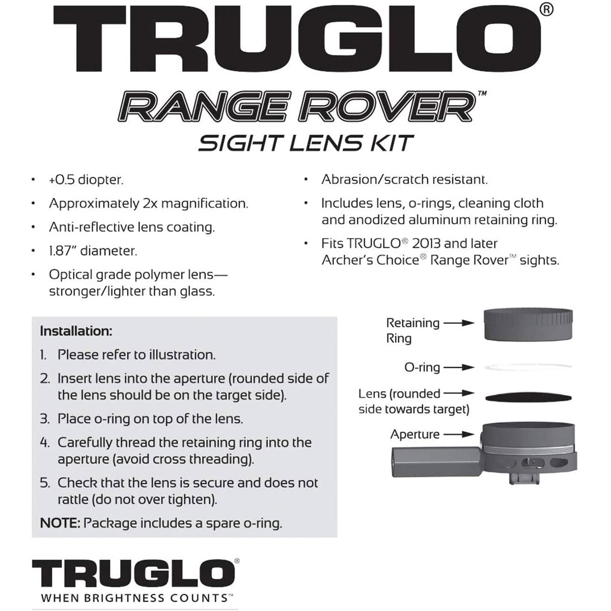TruGlo 2x 0.5 Bowhunting Optical Grade Polymer Diopter Sight Lens Kit (3 Pack)