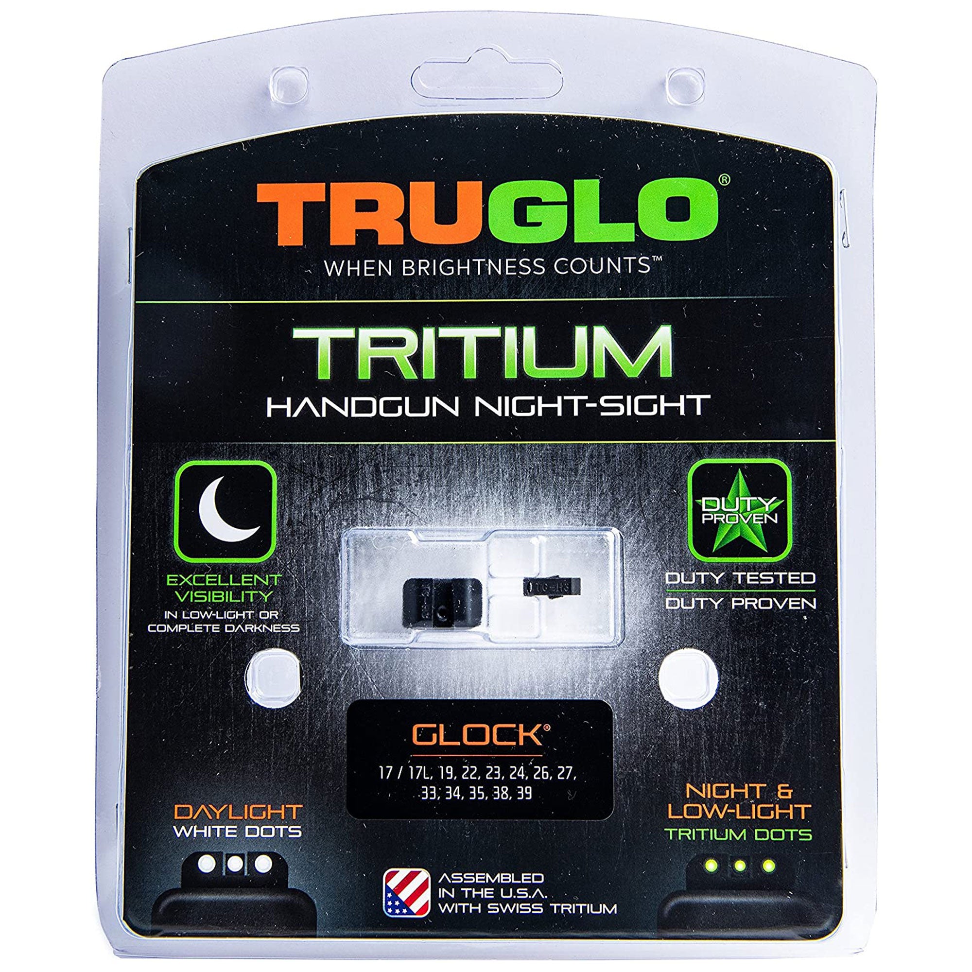 TruGlo Tritium Pro Brite Site Set Glock Handgun Sight, Glock 17 & More (3 Pack) - VMInnovations