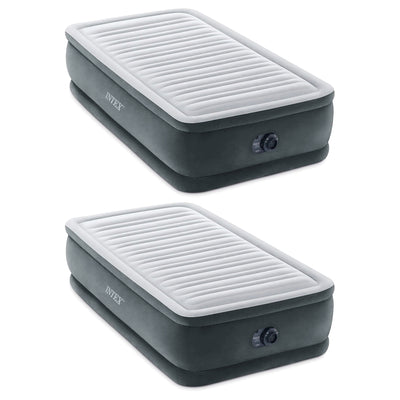 Intex Dura Beam Comfort Plus Airbed Mattress w/ Built In Pump, Twin Size, 2 Pack