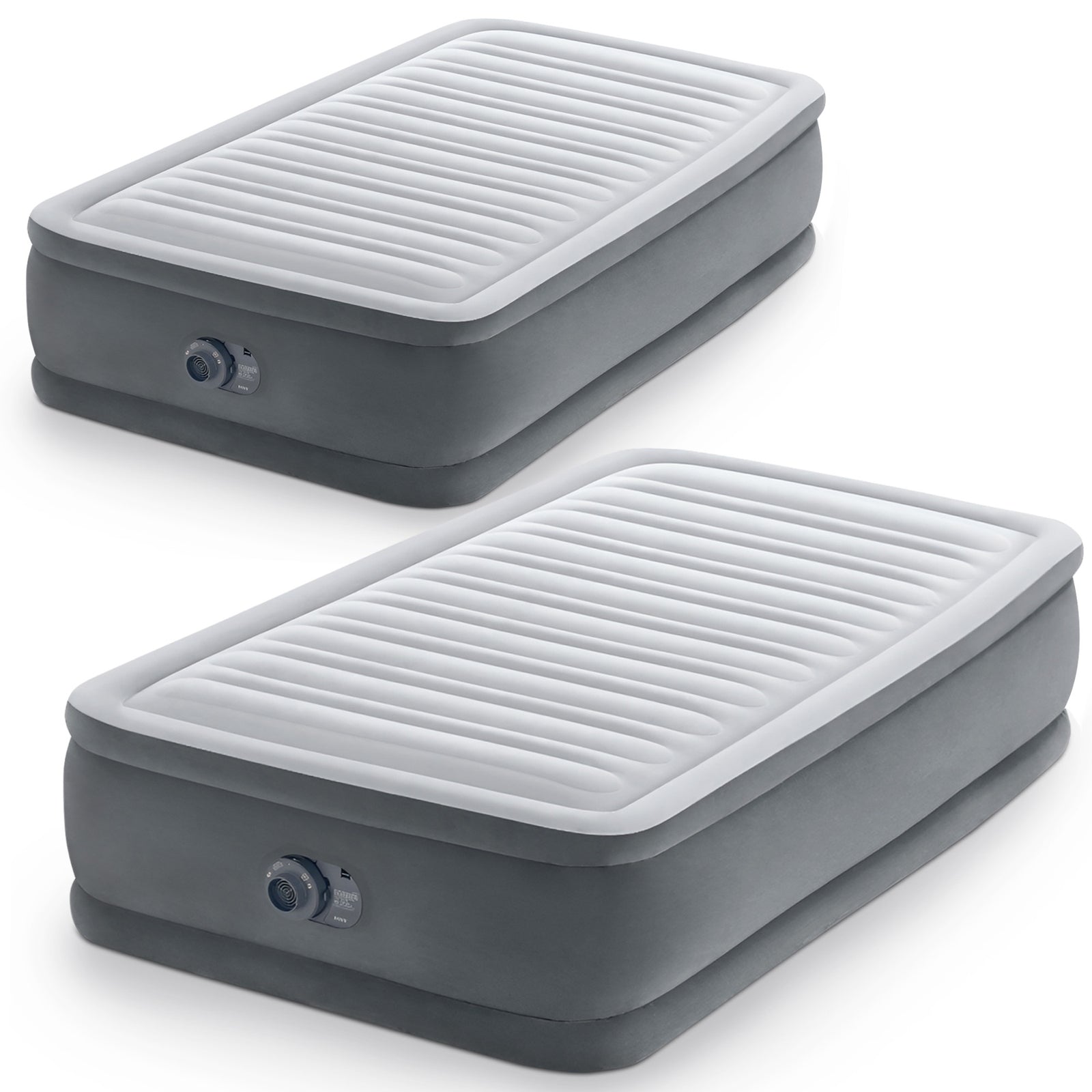 Intex Dura Beam Comfort Plus Airbed Mattress w/ Built In Pump, Twin Size, 2 Pack - VMInnovations