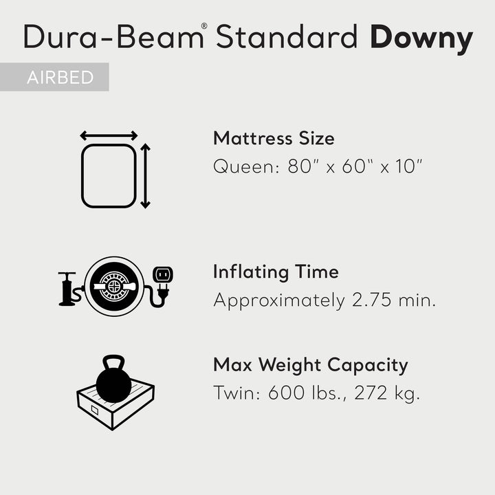 Intex 10 Inch Dura Beam Rectangular Standard Downy Air Mattress, Queen (2 Pack)