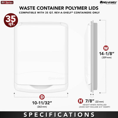 Rev-A-Shelf 35 Qt Trash Can Replacement Lid, RV-35-LID-17-1-40 (2 Pack)