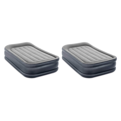Intex Dura Beam Deluxe Pillow Raised Air Mattress w/ Built In Pump, Twin, 2 Pack - VMInnovations