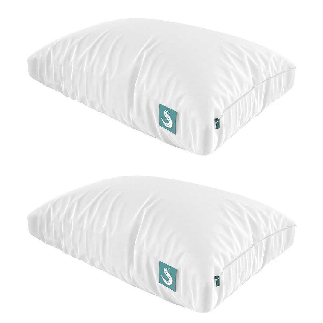 Sleepgram Bed Support Sleeping Pillow with Microfiber Cover, Queen Size, 2 Pack