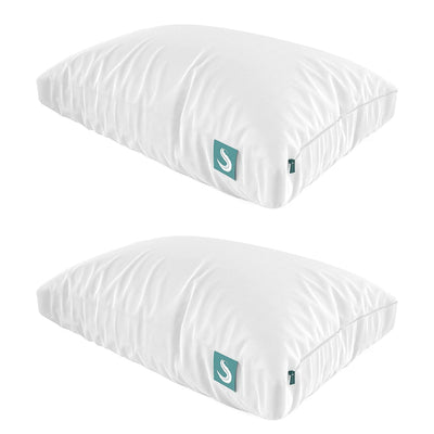 Sleepgram Bed Support Sleeping Pillow with Microfiber Cover, Queen Size (2 Pack)