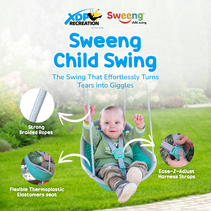 Sweeng Child Swing with Ease Z Adjust Harness Straps and Easy Hang Metal Hooks