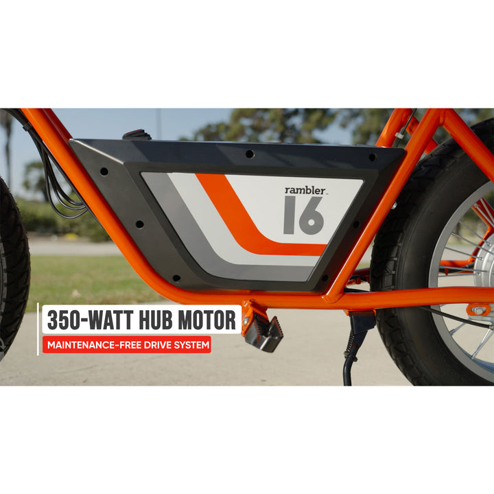 Razor Rambler 16 Electric Retro Minibike with 350W Motor & 36V Battery, Red