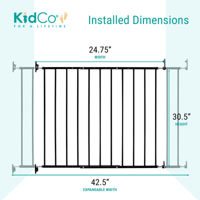 KidCo Safeway Top of Stairs Quick Release Baby Gate, 42.5 x 30.5", Black, 2 Pack - VMInnovations