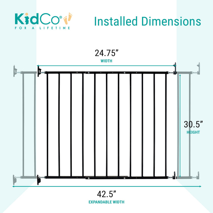 KidCo Safeway Top of Stairs Quick Release Baby Gate, 42.5 x 30.5", Black, 2 Pack