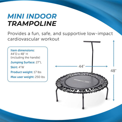 JumpSport Round Home Fitness Indoor Mini Rebounder Trampoline, Black (Open Box)