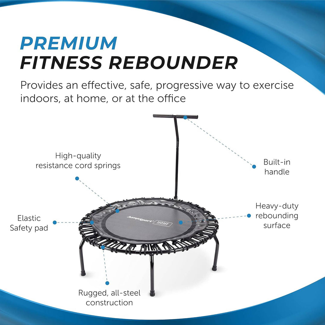 JumpSport Home Fitness Indoor Mini Rebounder Trampoline for Adults, Black (Used)