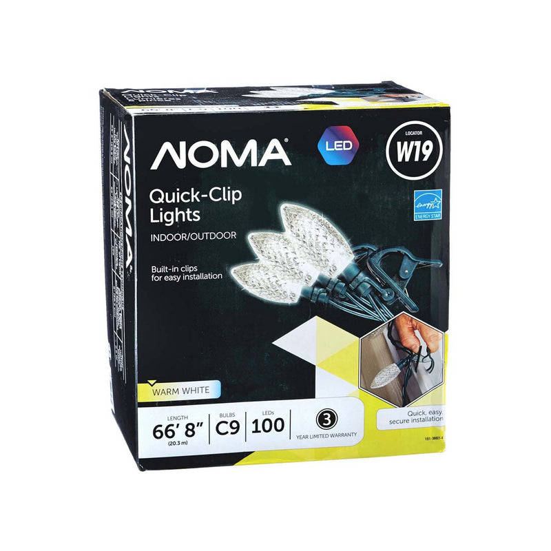 NOMA Quick Clip C9 LED Christmas String Lights, 100 Warm White Bulbs (4 Pack)