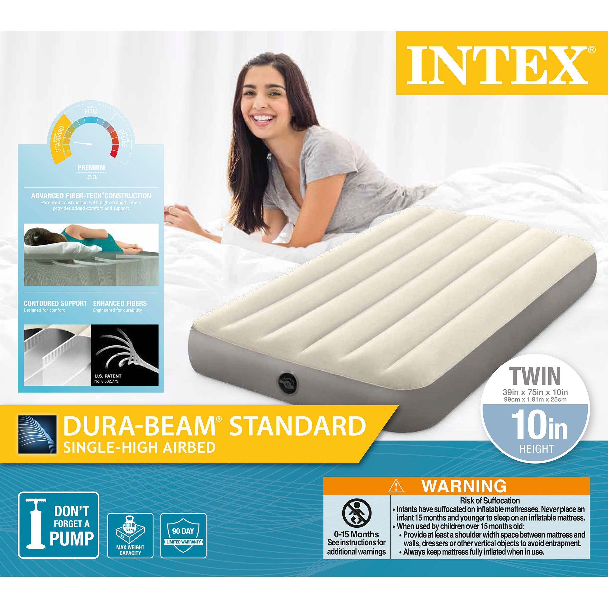 Intex Dura-Beam Standard Series Single Height Inflatable Airbed, Twin (2 Pack) - VMInnovations