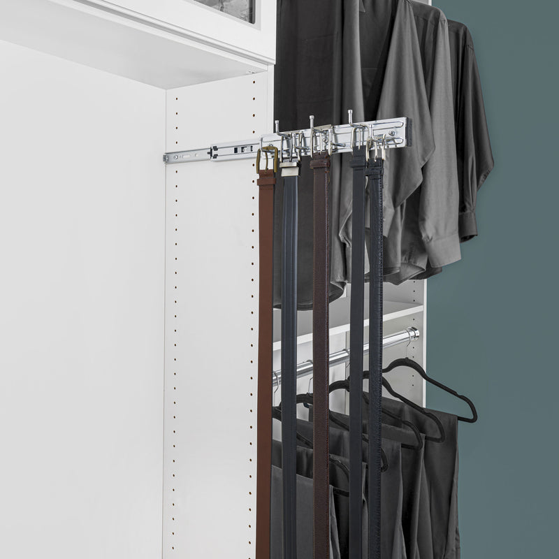 Rev-A-Shelf Pullout 12 Inch Belt Hanger Organizer, Chrome, BRC-12CR (2 Pack)