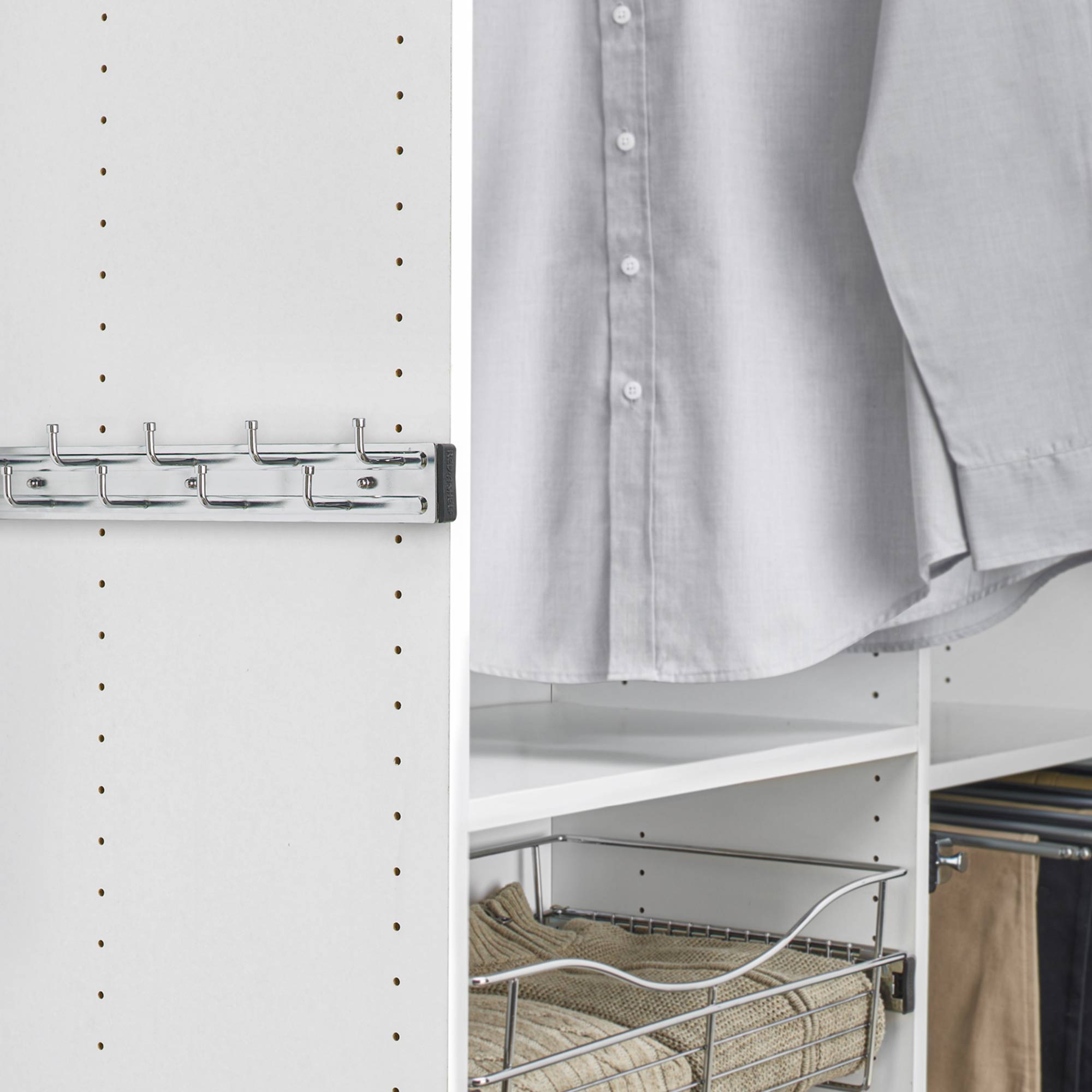 Rev-A-Shelf 14" Pull Out Belt Rack Storage Organizer, Chrome, BRC-14CR (4 Pack)