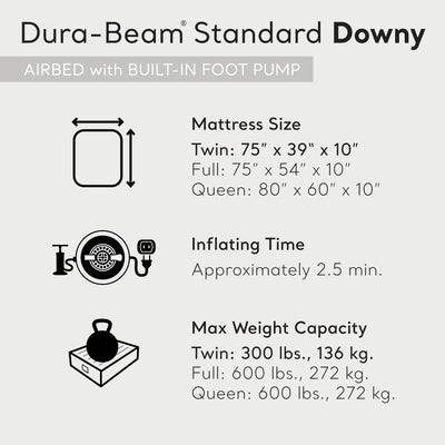 Intex Dura-Beam Standard Downy Airbed w/Built-In Foot Pump, Twin Size (4 Pack) - VMInnovations