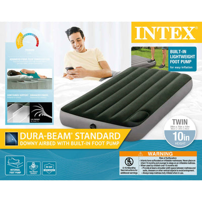 Intex Dura-Beam Standard Downy Airbed w/Built-In Foot Pump, Twin Size (4 Pack) - VMInnovations