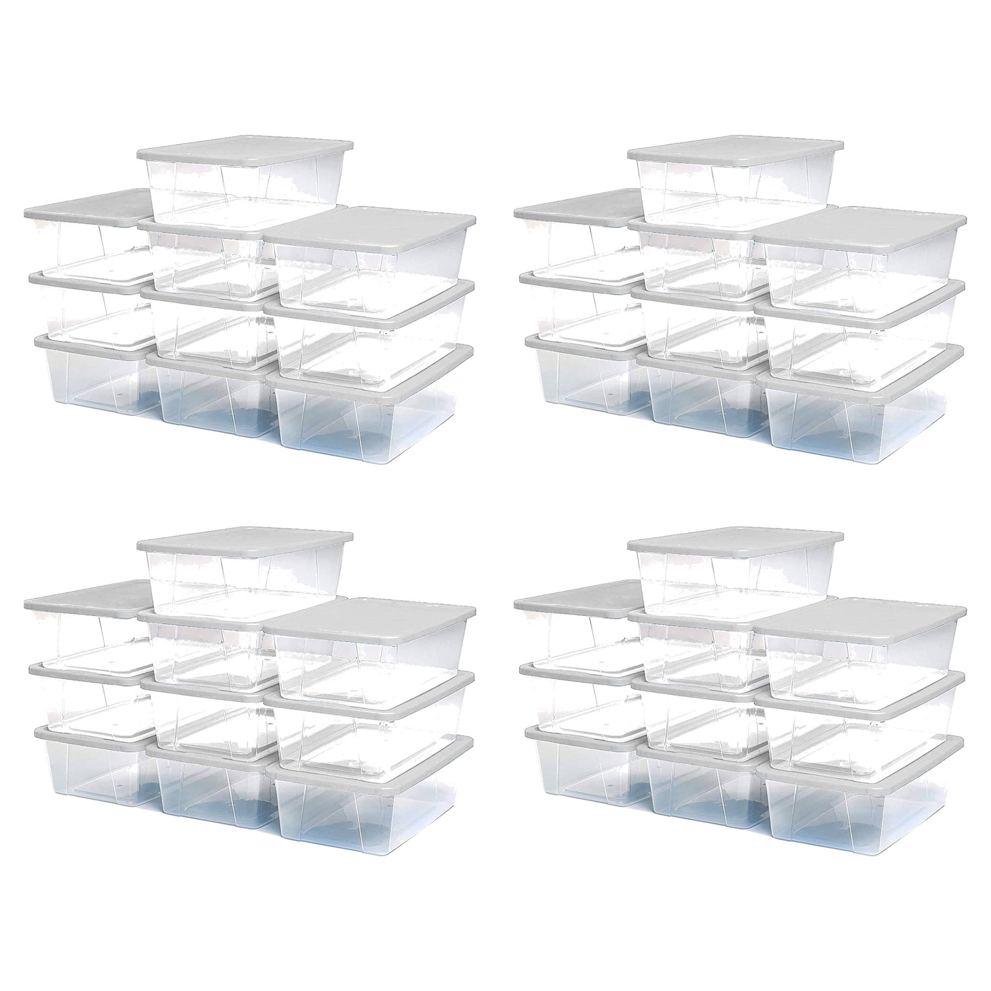 Homz 6 Qt Multipurpose Plastic Storage Containers with Latching Lid, (40 Pack)
