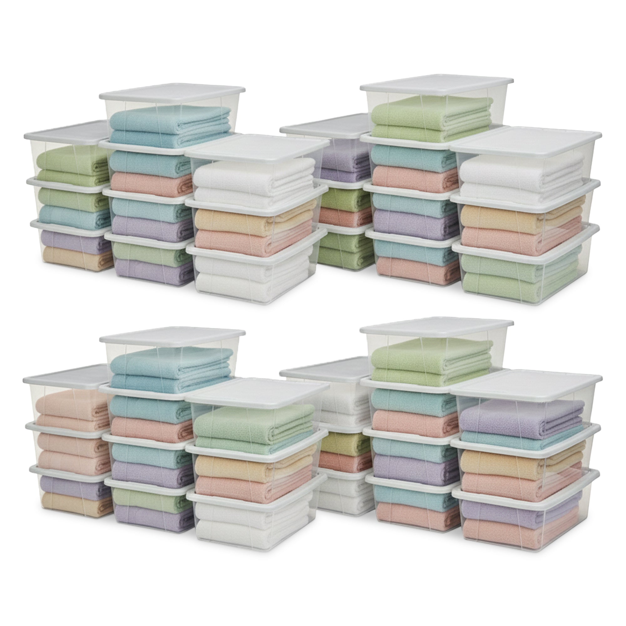 Homz 6 Qt Multipurpose Plastic Storage Containers with Latching Lid, (40 Pack)