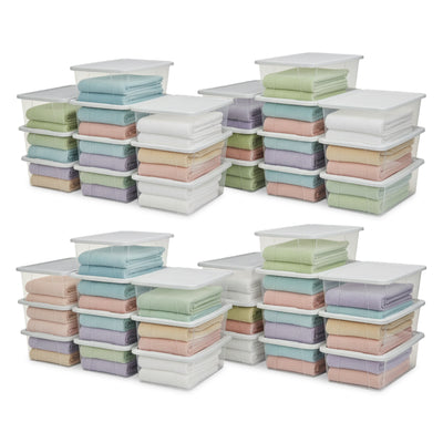 Homz 6 Qt Multipurpose Plastic Storage Containers with Latching Lid, (40 Pack)