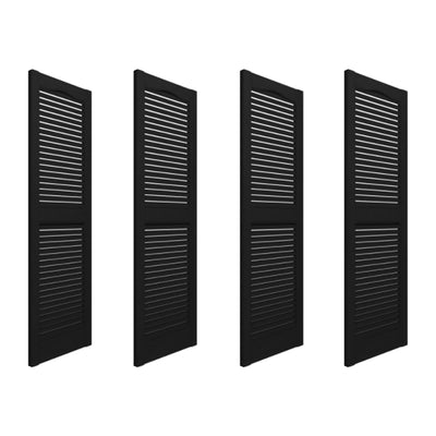 Plastic Development Group 14x55 Inch Exterior Louvered Shutters, Black (4 Pack) - VMInnovations
