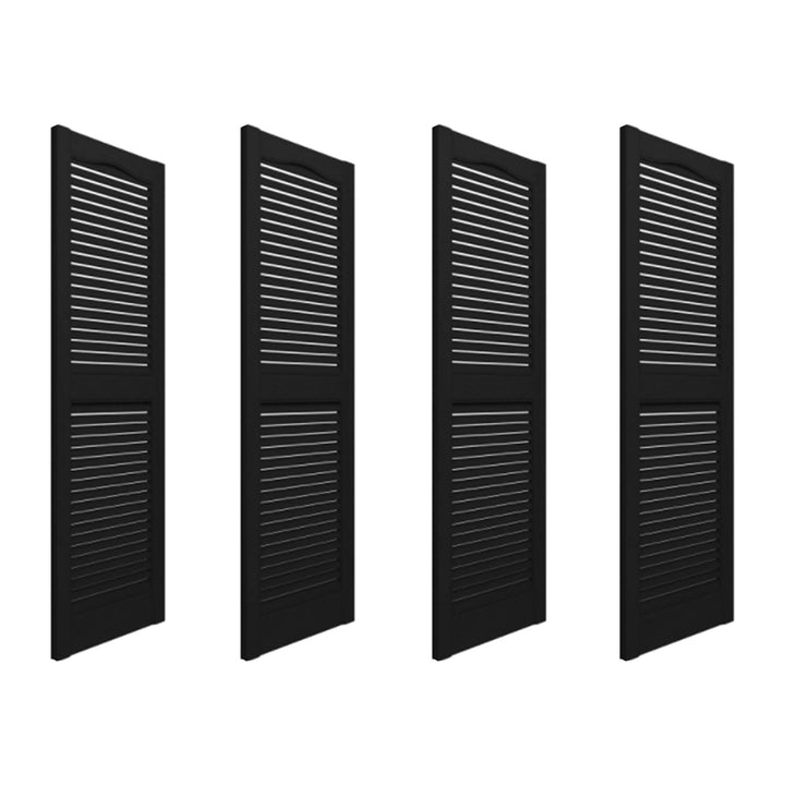 Plastic Development Group 14x55 Inch Exterior Louvered Shutters, Black (4 Pack)