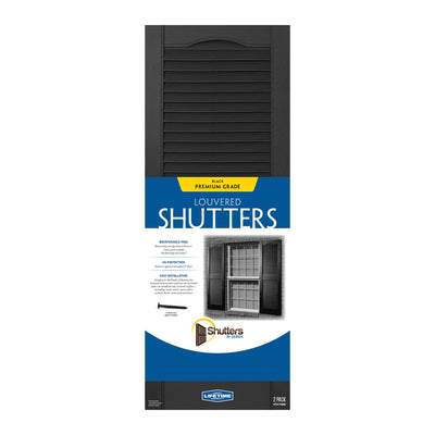 Plastic Development Group 14x55 Inch Exterior Louvered Shutters, Black (4 Pack) - VMInnovations