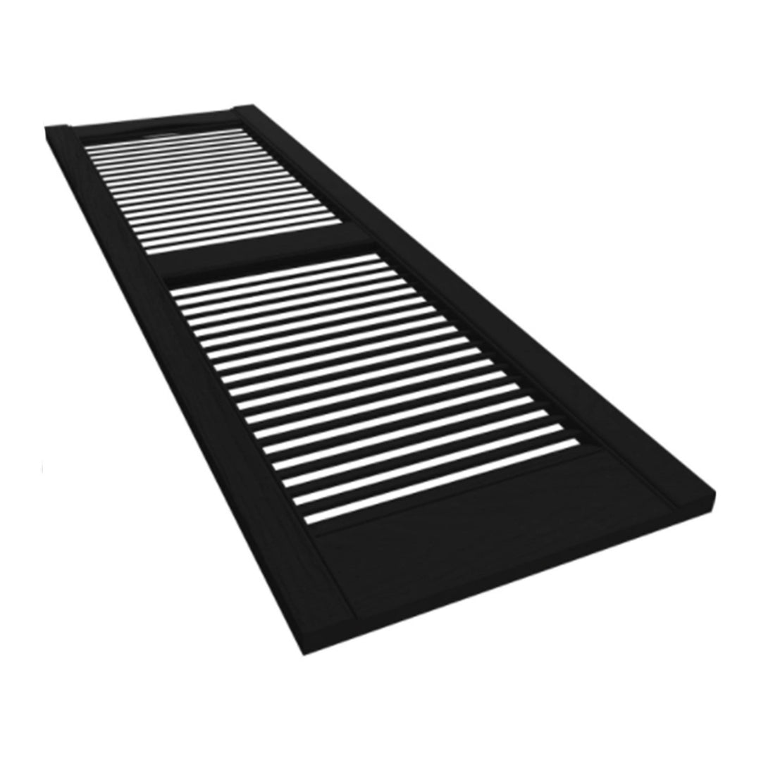 Plastic Development Group 14x55 Inch Exterior Louvered Shutters, Black (4 Pack)