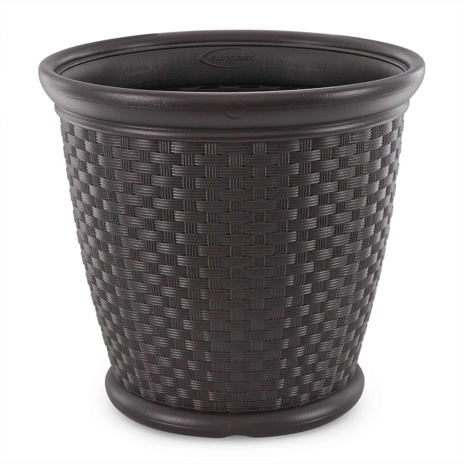 Suncast Sonora 22" Wicker Decorative Garden Flower Planter, Dark Brown (4 Pack) - VMInnovations