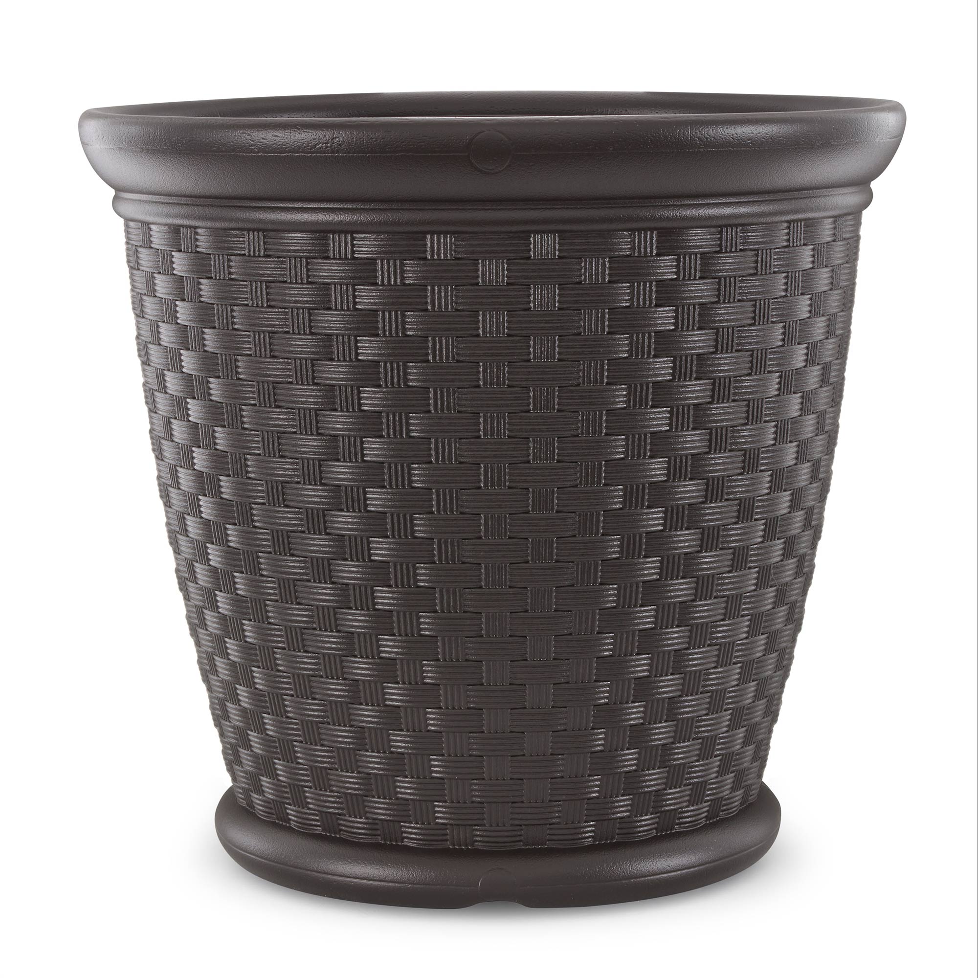 Suncast Sonora 22" Wicker Decorative Garden Flower Planter, Dark Brown (4 Pack) - VMInnovations
