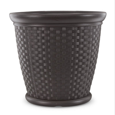 Suncast Sonora 22" Wicker Decorative Garden Flower Planter, Dark Brown (4 Pack) - VMInnovations