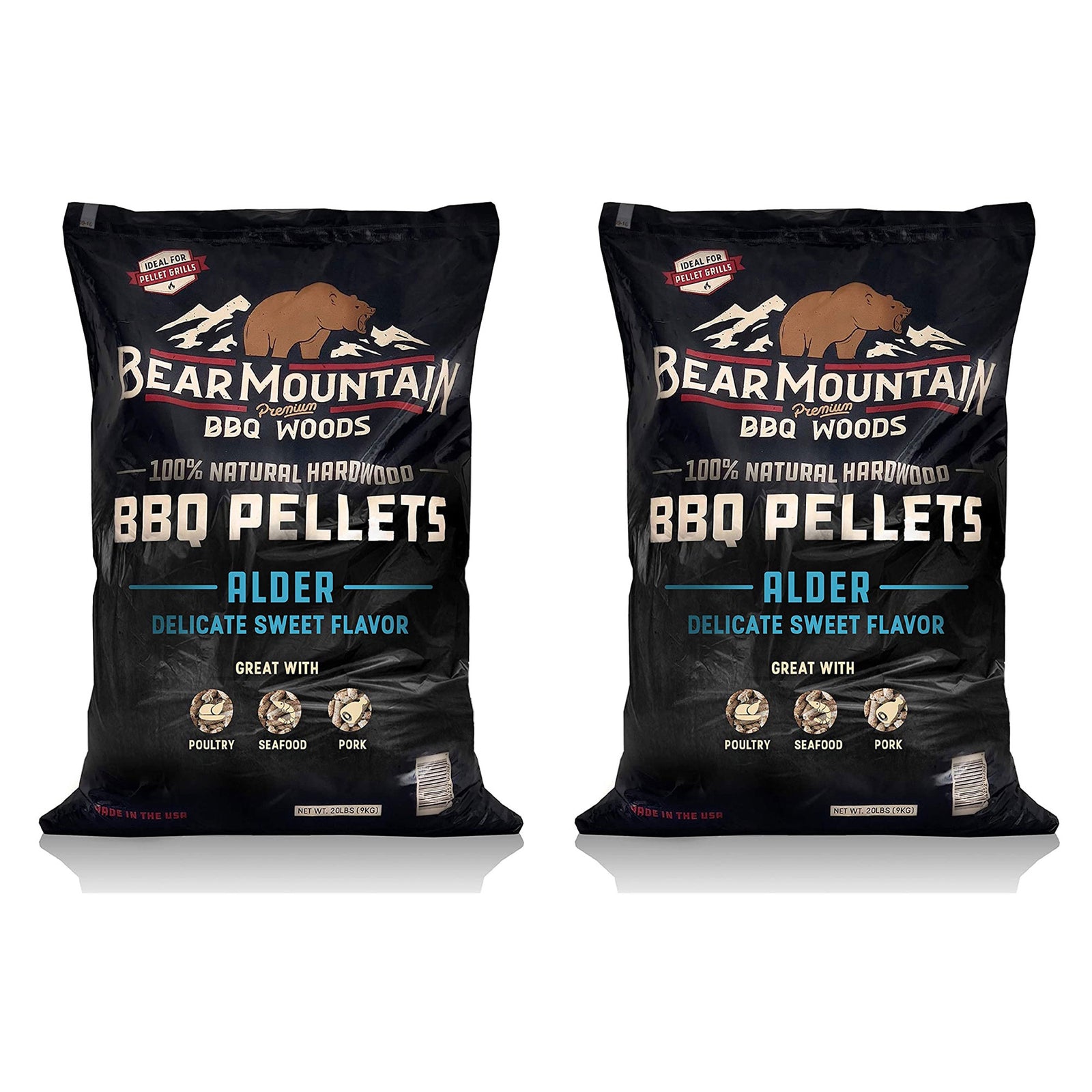 Bear Mountain 100 Percent Natural Alder Sweet Flavor Pellets, 20 Pounds (2 Pack) - VMInnovations