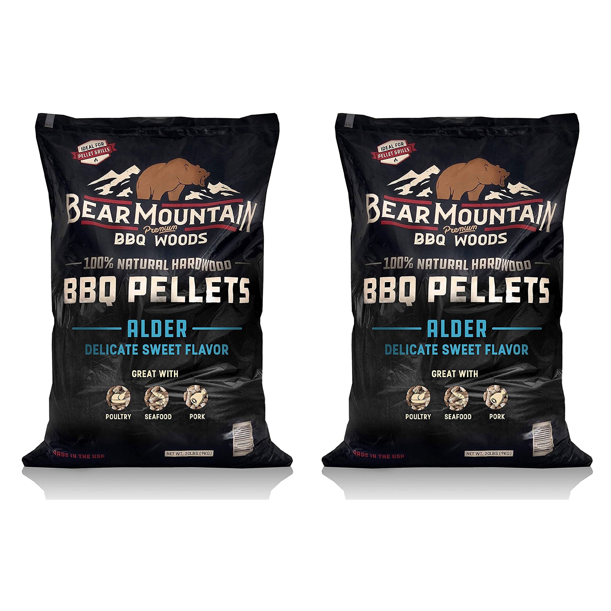 Bear Mountain 100 Percent Natural Alder Sweet Flavor Pellets, 20 Pounds (2 Pack) - VMInnovations