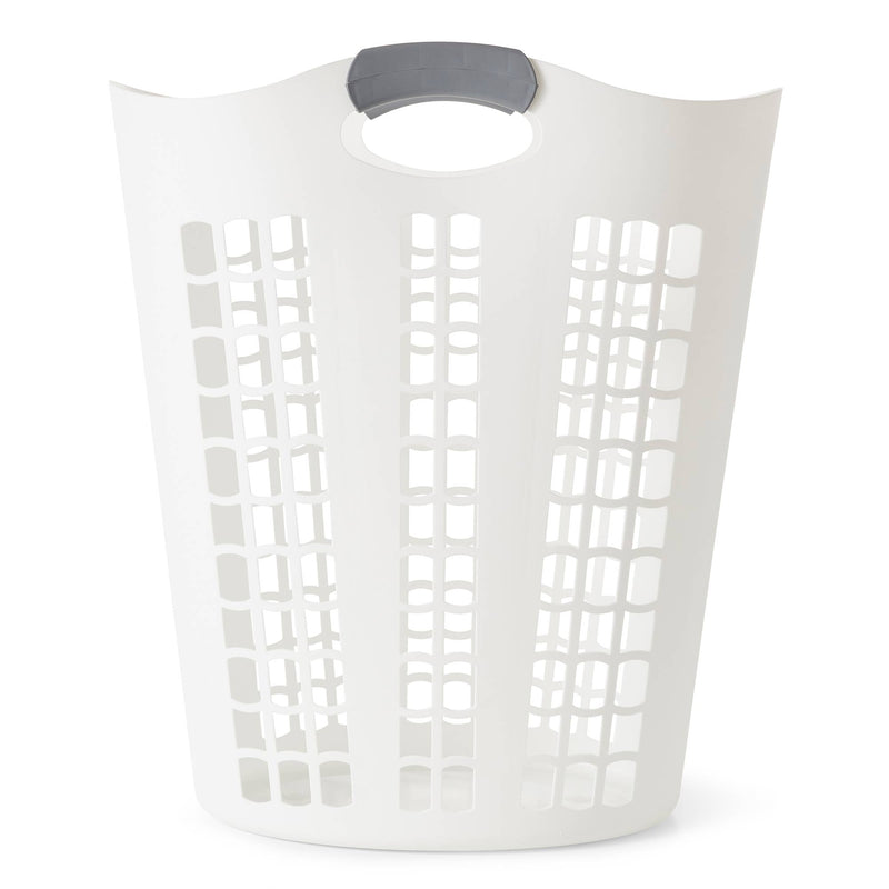 Gracious Living Easy Carry Flex Hamper Ventilated Laundry Basket, White (5 Pack)