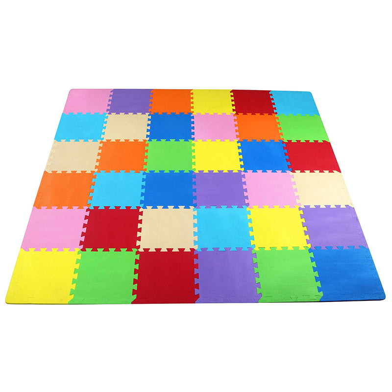 BalanceFrom 9 Color Extra Thick Interlocking Foam Exercise Play Mats (2 Pack)