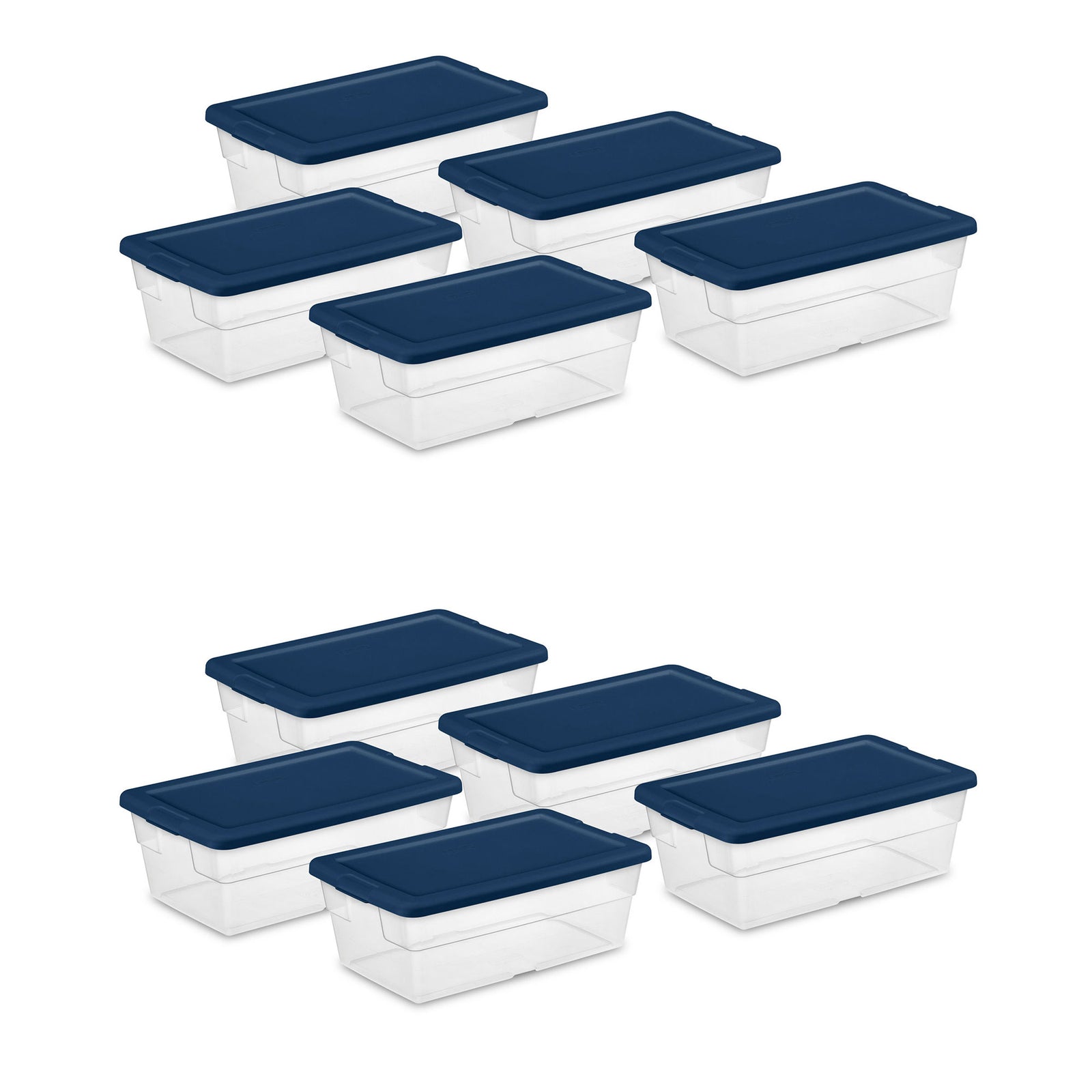 Sterilite Stackable 6 Qt Storage Box Container with Lid, Marine Blue (10 Pack) - VMInnovations
