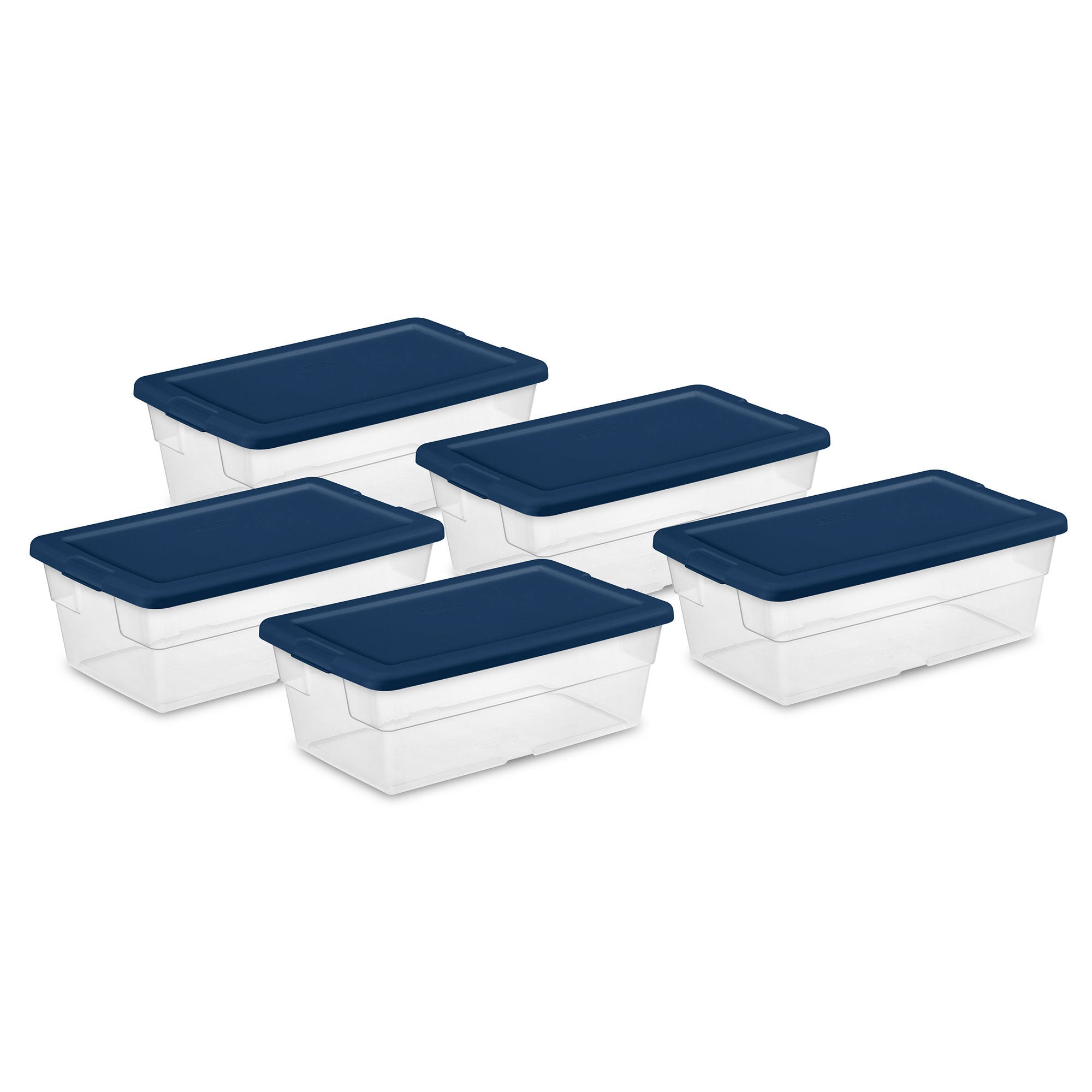 Sterilite Stackable 6 Qt Storage Box Container with Lid, Marine Blue (10 Pack) - VMInnovations