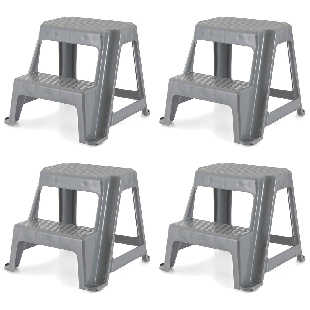 Gracious Living 16" Plastic 2 Step Portable Garage Home & Kitchen Stool (4 Pack)