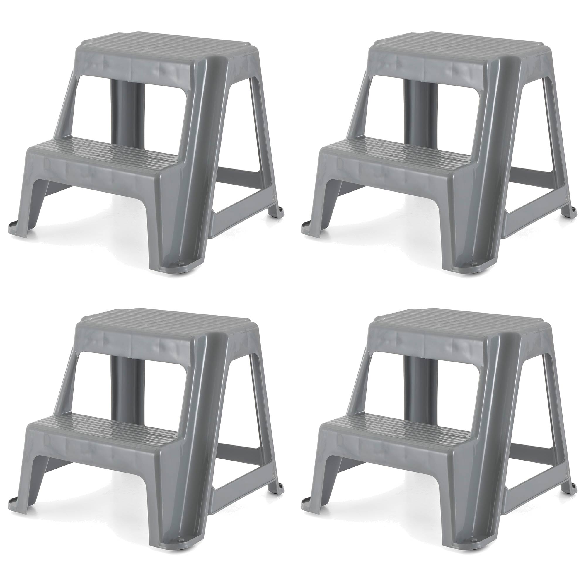 Gracious Living 16" Plastic 2 Step Portable Garage Home & Kitchen Stool (4 Pack) - VMInnovations