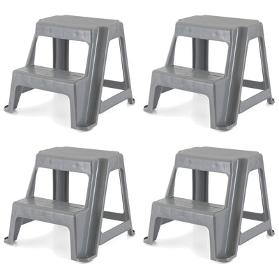 Gracious Living 16" Plastic 2 Step Portable Garage Home & Kitchen Stool (4 Pack)