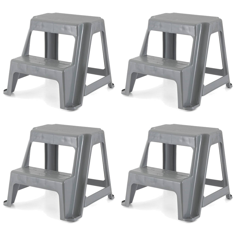 Gracious Living 16" Plastic 2 Step Portable Garage Home & Kitchen Stool (4 Pack)