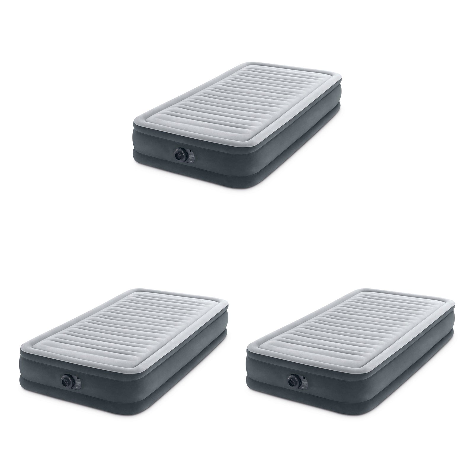 Intex Comfort Deluxe Dura-Beam Plush Airbed Mattress with Pump, Twin (3 Pack) - VMInnovations