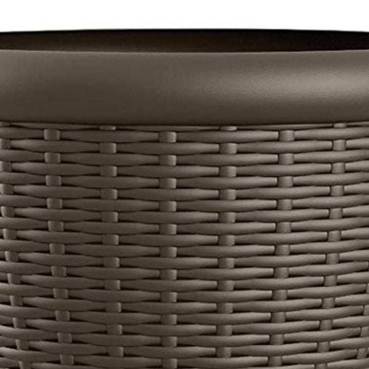 Suncast Willow 18" Plastic Decorative Wicker Patio Planter Pot, Java (3 Pack)