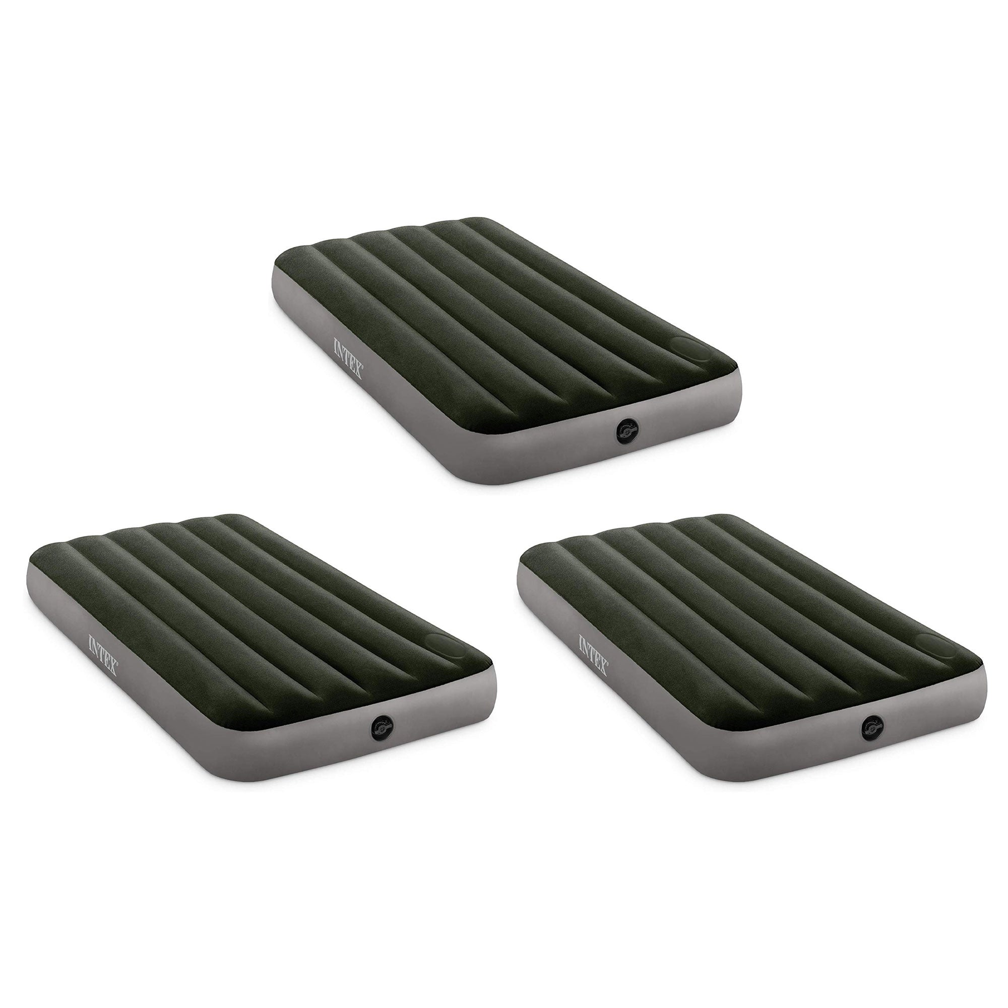 Intex Dura-Beam Series Downy Airbed with Built-In Foot Pump, Full Size (3 Pack)