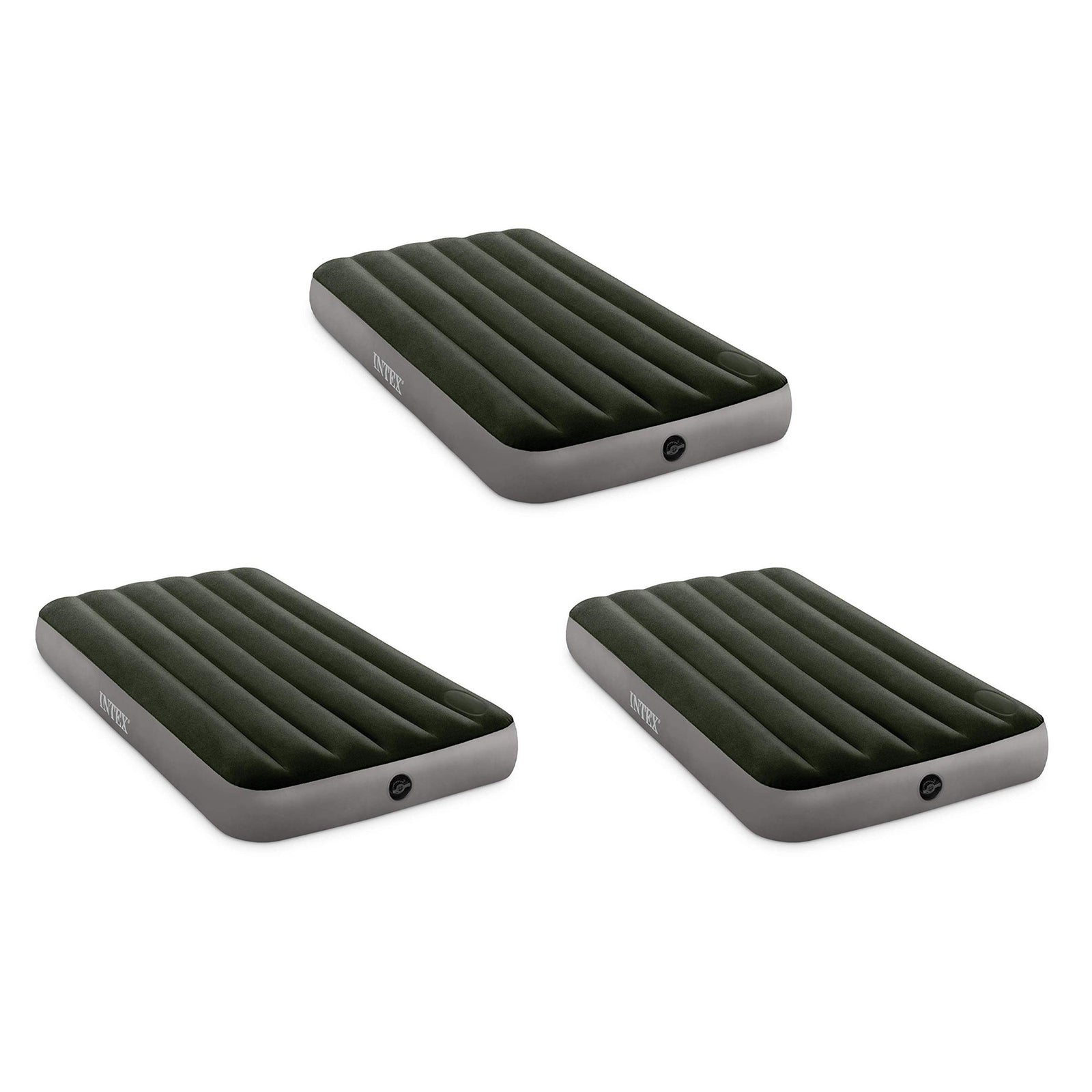 Intex Dura-Beam Series Downy Airbed with Built-In Foot Pump, Queen Size (3 Pack) - VMInnovations
