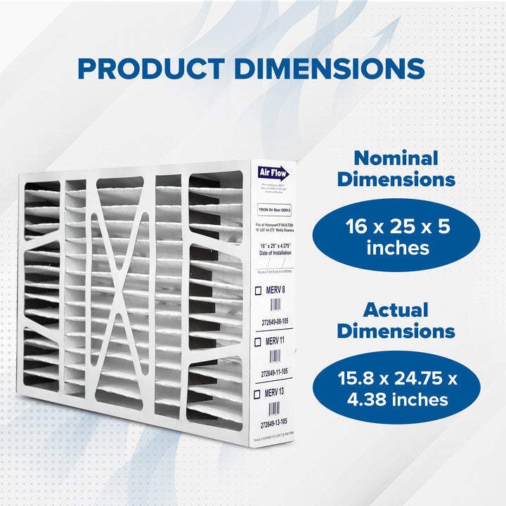 Trion Air Bear OEM 16x25x4 Inch MERV 8 Replacement Air Purifier Filter, 2 Pack - VMInnovations